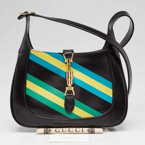 Gucci Black/Multicolored Geometric Printed Leather Jackie 1961 Small Shoulder... - Picture 11 of 11